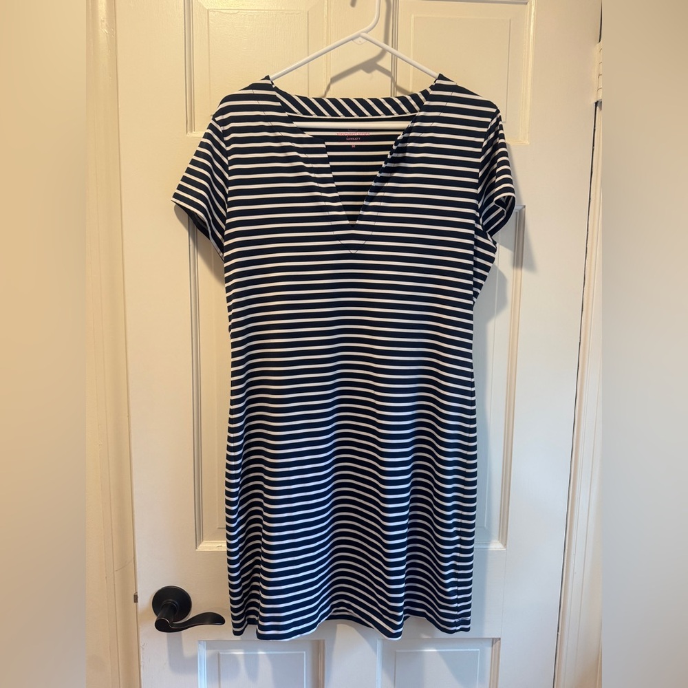 Vineyard Vines Navy & White Striped Mini Dress – Size Medium